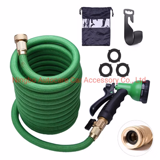Erweiterbarer Gartenschlauch, Hochdruckschlauch, 8-Funktions-Sprühdüse, Wasserschlauch, flexibler Gartenschlauch mit allen Messinganschlüssen