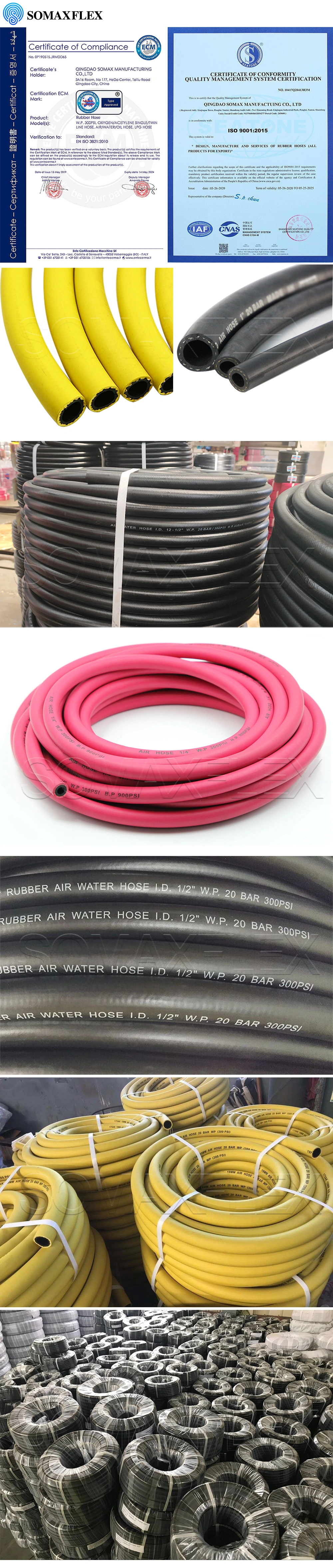 Smooth Yellow Cover High Pressure Rubber Air Hose Industrial Hose 20bar