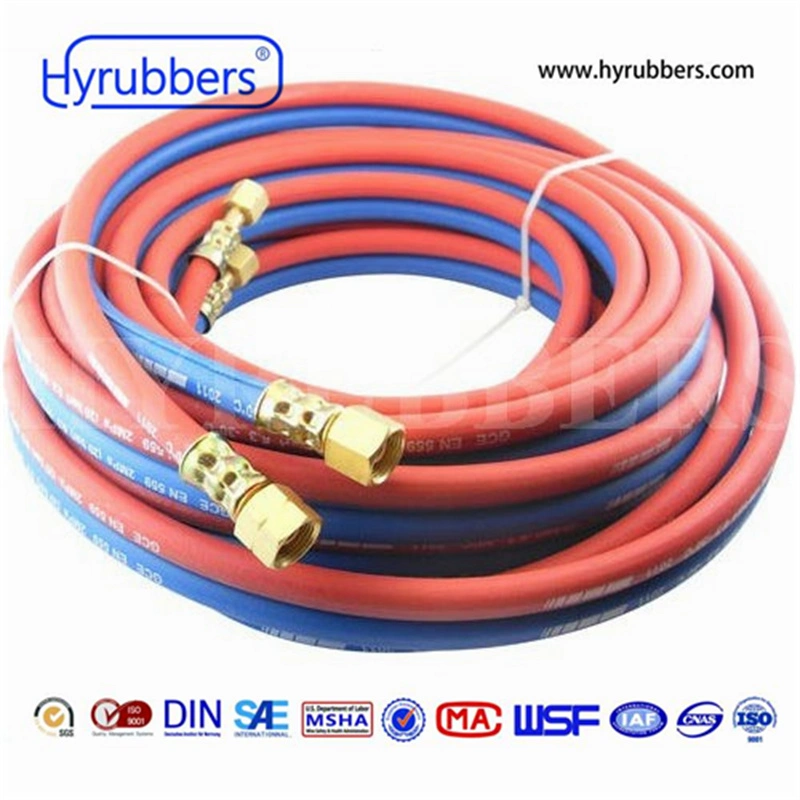 Flexible Fiber Braided Rubber Hose Twin or Single Welding Hose with Fittings