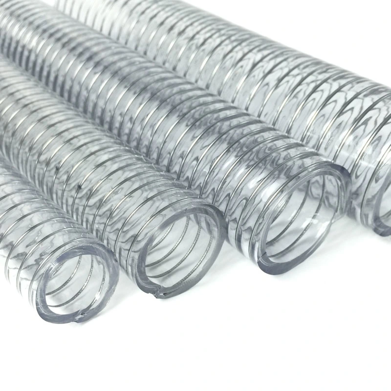 Flexible Clear PVC Spring Spiral Steel Wire Reinforced Water Fuel Suction Discharge Conduit Pipe Hose
