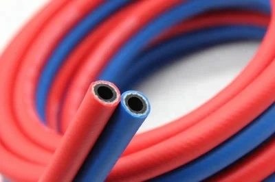 Fasergeflechtverstärkung, flexibler PVC-Doppelleitungs-Schweißschlauch aus Acetylen, Sauerstoff