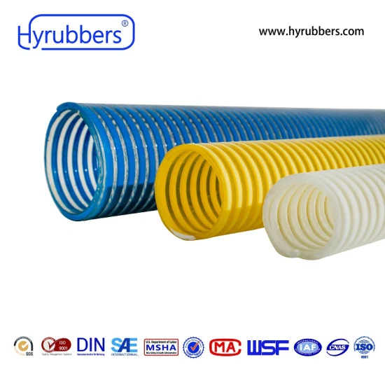 Flexibler, orangefarbener, leichter PVC-Spiral-/Well-Saugschlauch